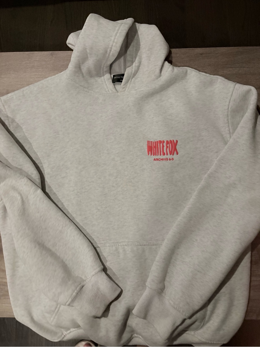 White Fox Grey Pullover Hoodie with Pink Logo